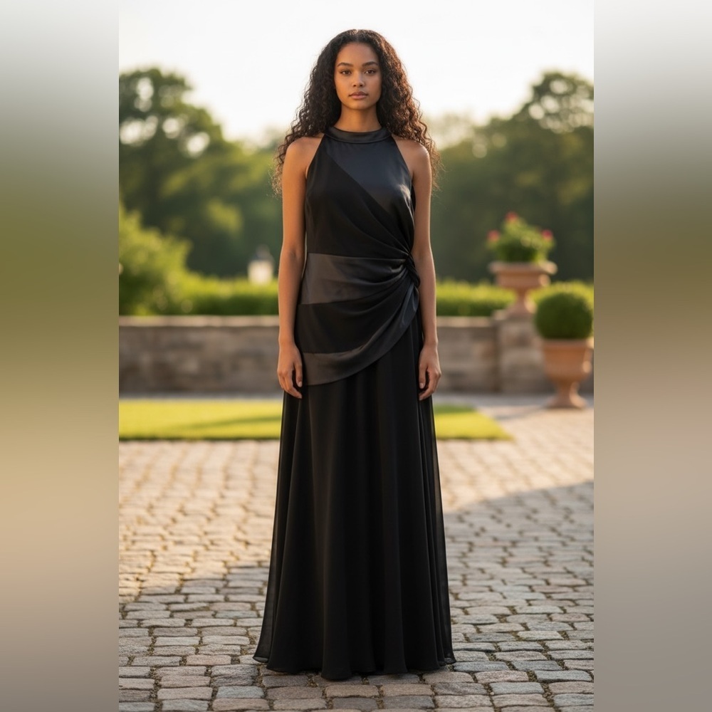 Jovani New York Black Draped Halter Formal Gown Prom Evening Dress